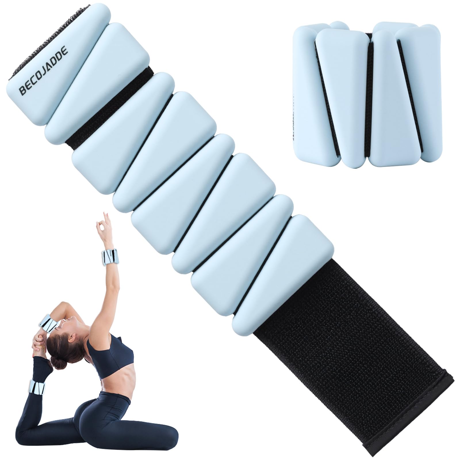 BECOJADDE Handgelenk Knöchel Gewichte Einstellbare Trainingsintensität für Krafttraining Gehen Laufen Yoga Pilates Joggen für Frauen Männer 2er Set (je 0,5 kg)