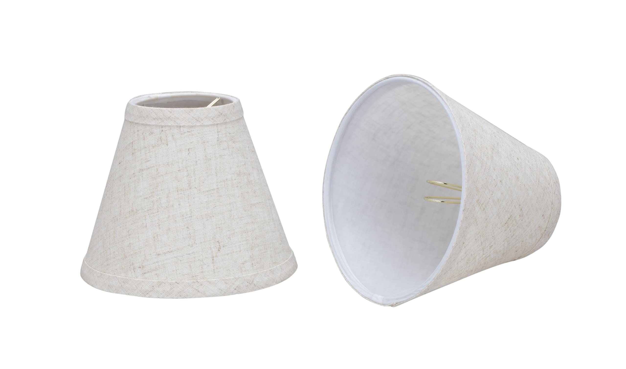 Aspen Creative 32106-2A, Hardback Empire Clip-On Chandelier Lamp Shade, Flaxen, 3" Top x 6" Bottom x 5" Slant Height, Set of 2