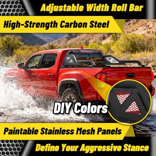 Image of MONOKING Truck Roll Bar Mid Size with Brake Light, Sport Chase Bar for Dakota, Canyon, Ranger, Colordo, Frontier, Gladiator Tacoma 2007-2026-Off-Road Overlanding Work Hauling | Truck Enthusiasts