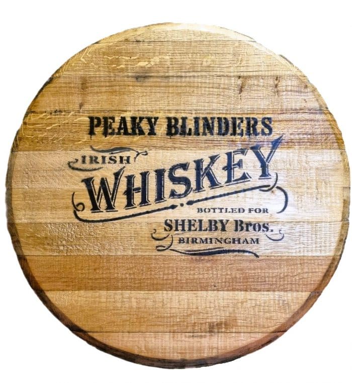 Reclaimed Refurbished Printed Oak Whiskey Barrel Lid Wall Decor Bar Table top - Blinders
