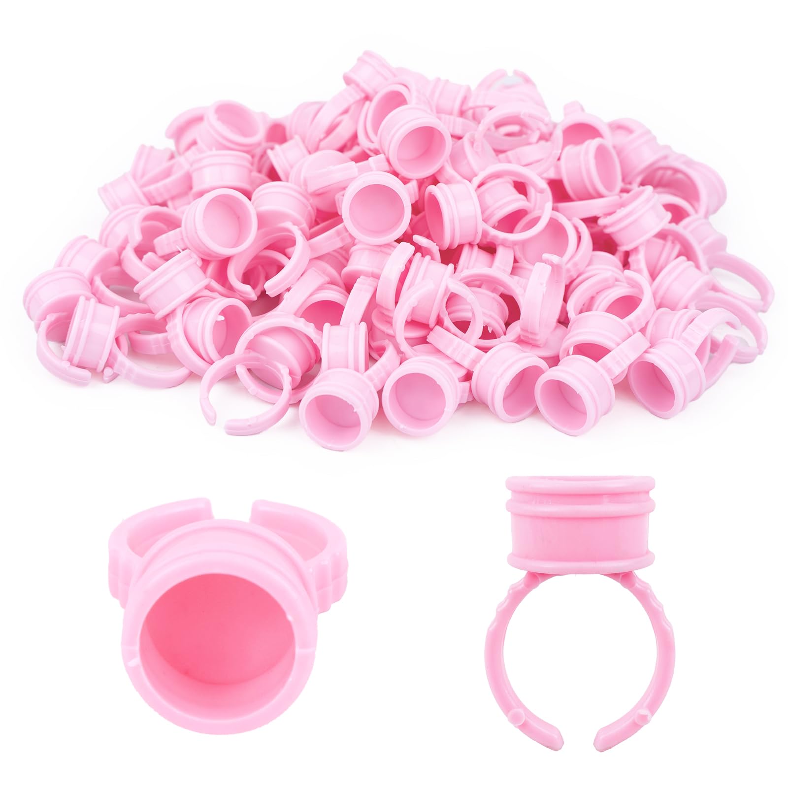VIVIAN Glue Rings for Eyelash Extensions, Plain Glue Rings Lash Cups Holder, Fanning Blossom Cups for Eyelash Extensions (100 PC) Pink-picture-42