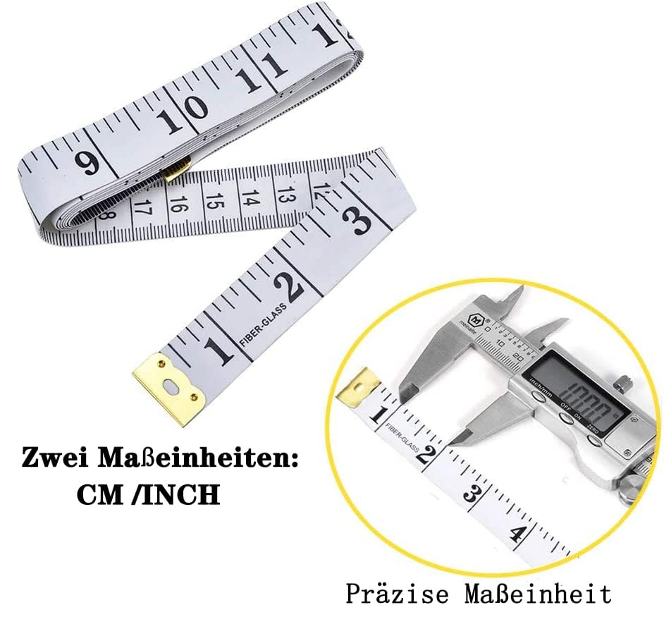 2 Bände Maßband Körpe 200cm/79 Zoll, Schneidermaßband Doppelseitige Measuring Tape Flexible Bandmaß Massband Schneider Mit Knopf Umfangmaßband Für Haushalte Handwerker Schneider