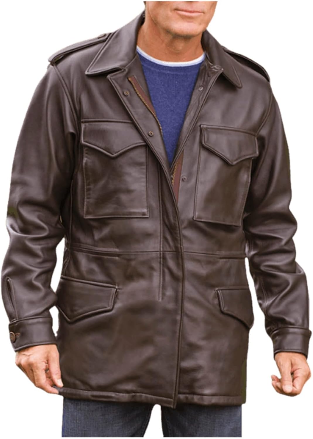US Army Leather M65 Field Jacket Men Military M-65