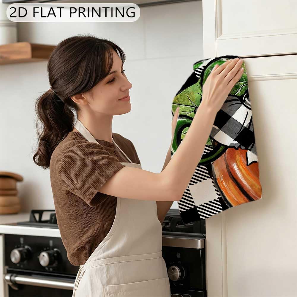 Hello Pumpkin Fall Kitchen Towel 18x26 Inch Set of 2 for Dining Table Decor