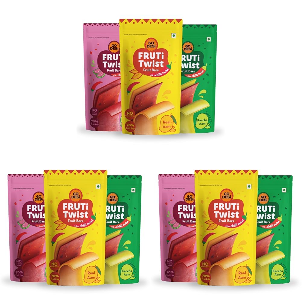 GO DESi Assorted Fruti Twist Fruit Bars - 3 x Pack of 30 pieces, Real Aam, Kaccha Aam, Guava Fruit Bars, Aam Papad, Mango Fruit Jelly-image-10