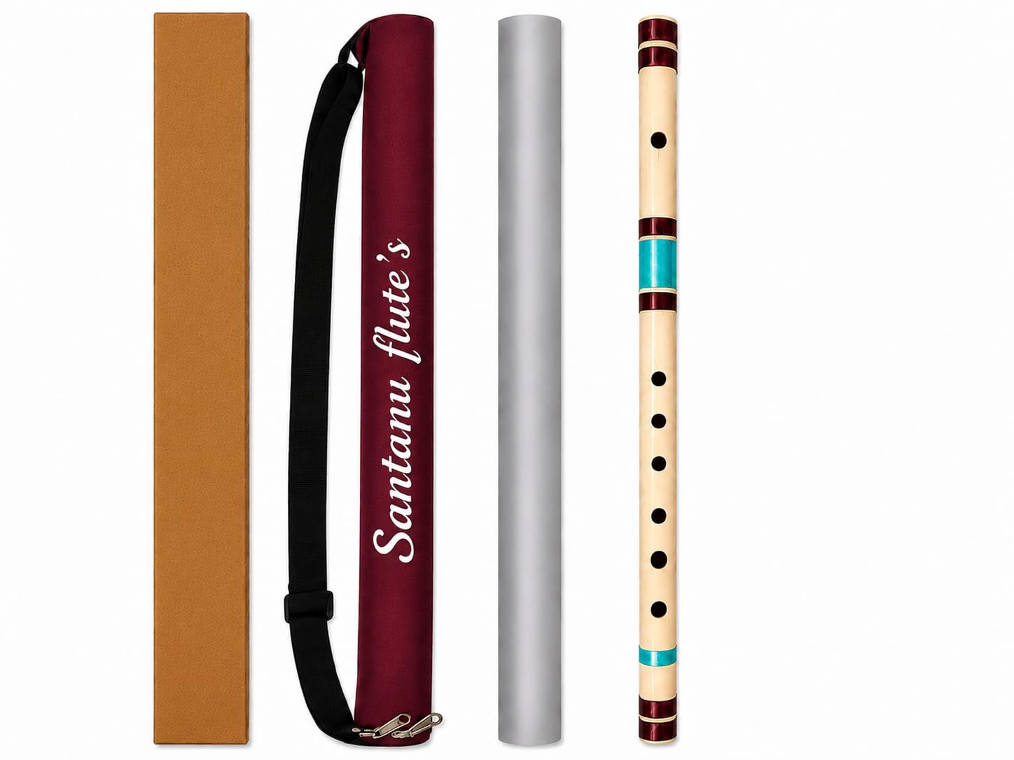 Santanu Flute's Bamboo Bansuri Flute in C Natural Middle, for Beginners and Professionals, with Carry Bag and Case-image-33