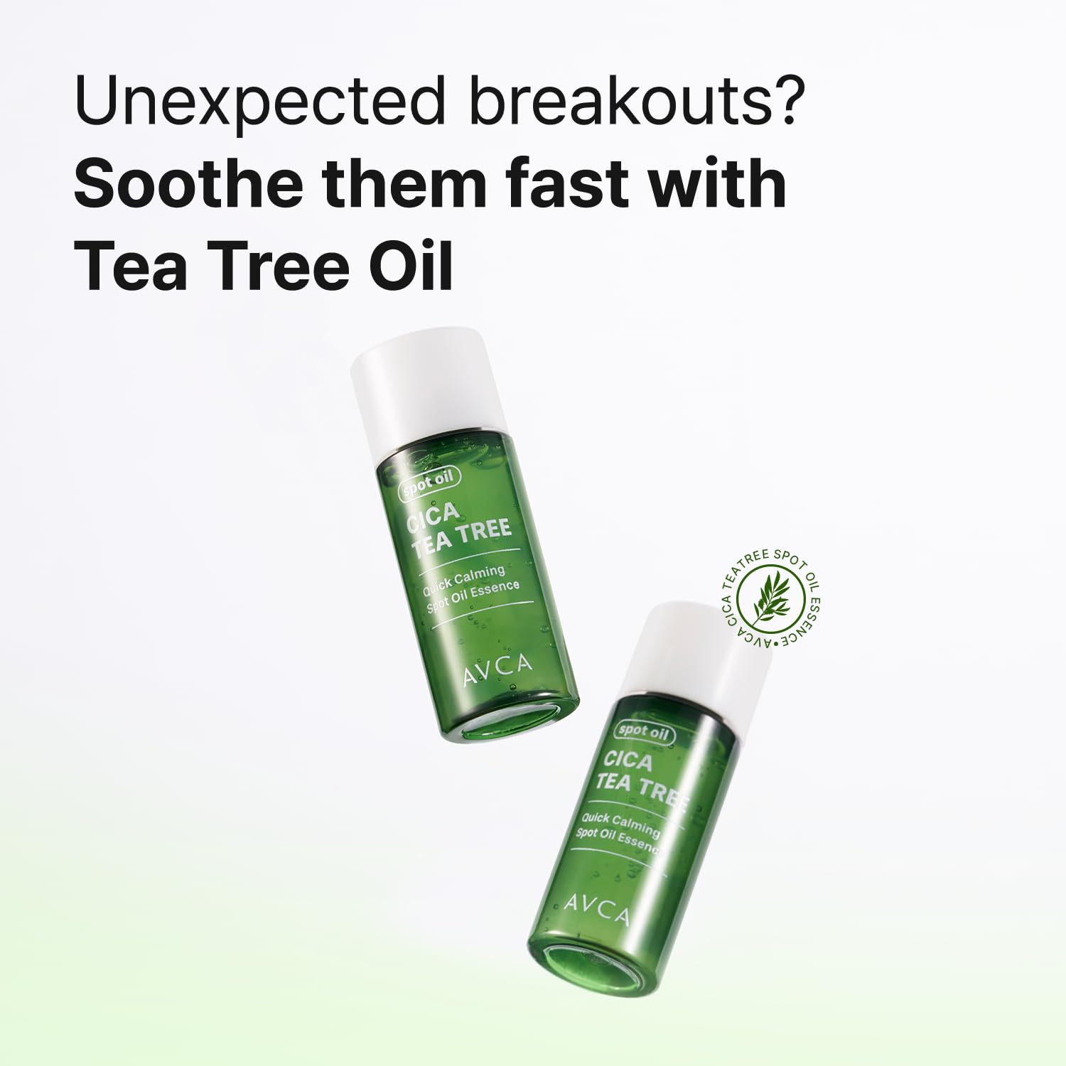 AVCA Quick Calming Cica Tea Tree Spot Oil Face Essence — Calming Blemish Spot Care, Centella & Tea Tree Leaf Oil with 4-Terpineol, Lightweight, Targeted Use, 8g (0.28 oz)