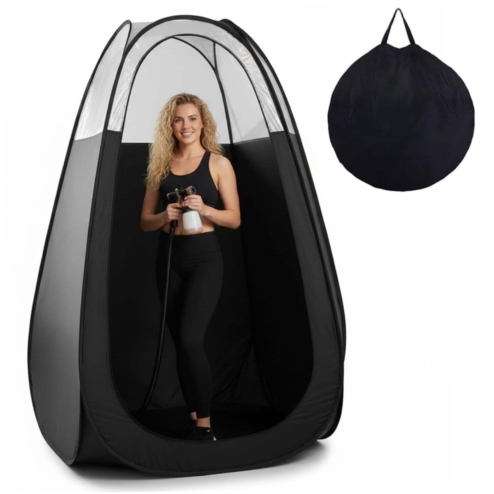 Tente de Bronzage par pulvérisation, Tente de Bronzage Pop-up Portable, Cabine d'intimité instantanée avec Sac Transport pour Douche et Change en Plein air, 47 x 47 x 75 Pouces