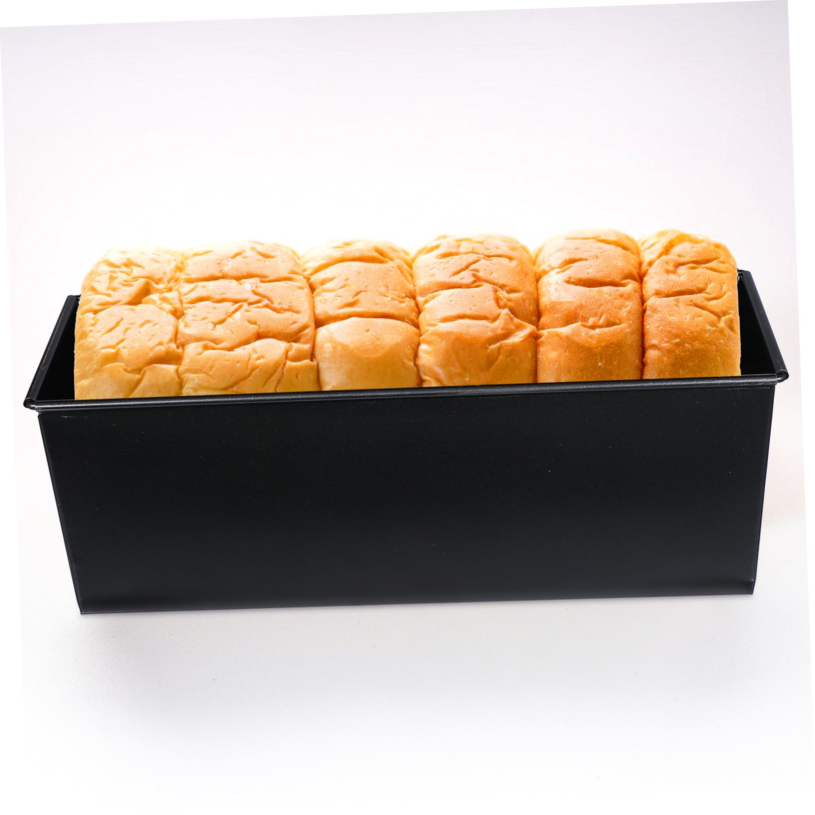MAGICLULU Molde Rectangular para Pan con Tapa Negra de Acero Inoxidable Antiadherente para Hornear Pan Casero y Tostadas en Horno con Capacidad de 750g