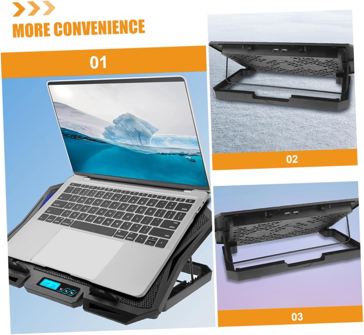 Laptop Cooling Pad 15.6 Inch with Quiet Fans and Adjustable Speed Blue LED for Gaming and Office Use Laptop Cooler Stand with 6 Cooling Fans