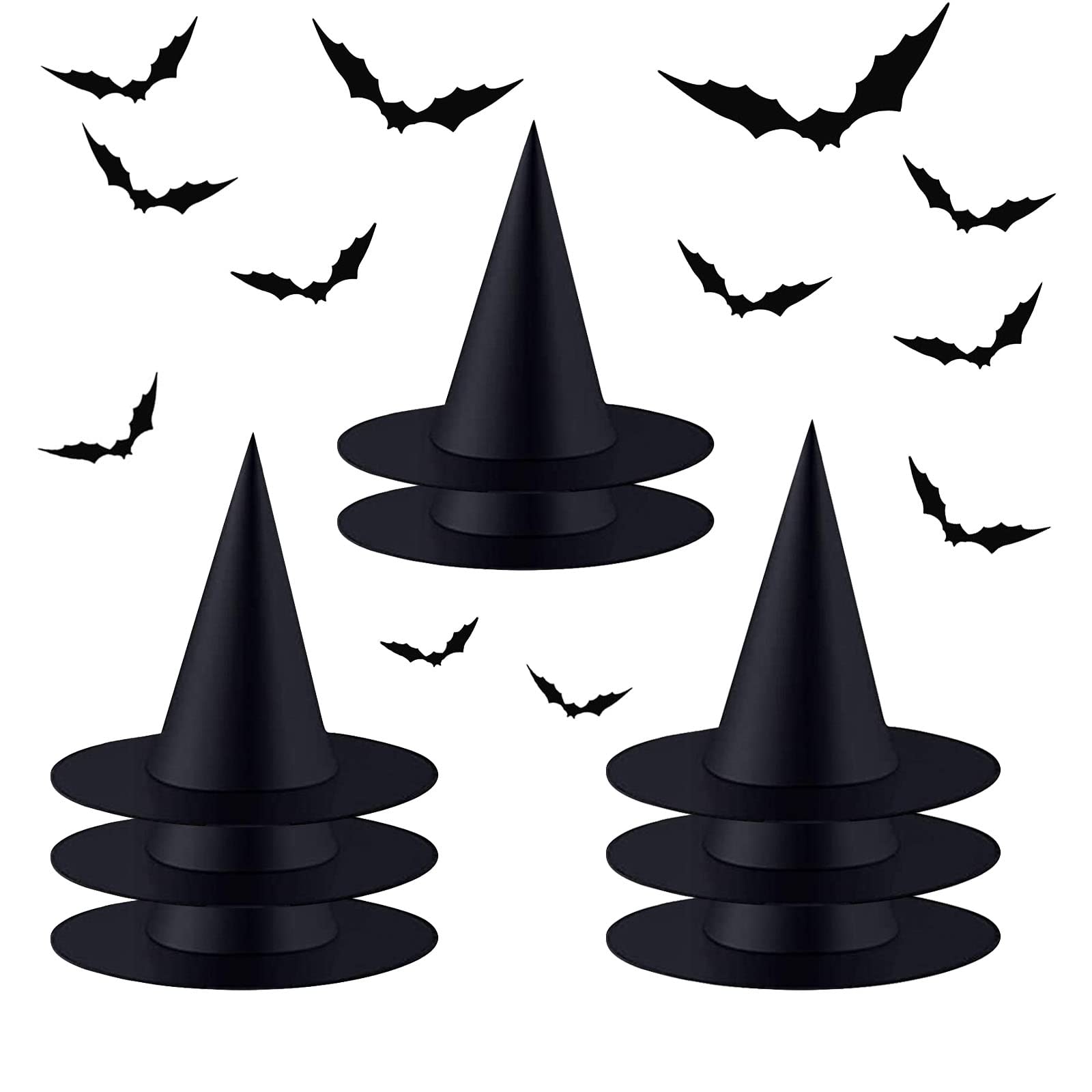 GHANTOY8 Pack Witch Hats, Witches Hats, Black Witch Hats Hanging, Floating Witch Hats, Halloween Black Witch Hat Costume Accessory for Halloween Party, Witch Hat Magician Witch（Black）