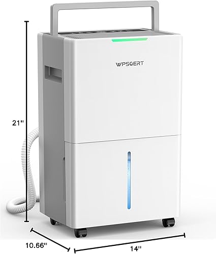 Miniatura 2 de Deshumidificador de 2000 pies cuadrados para sótano, deshumidificadores de 25 pintas para el hogar con manguera de drenaje, compresor inteligente