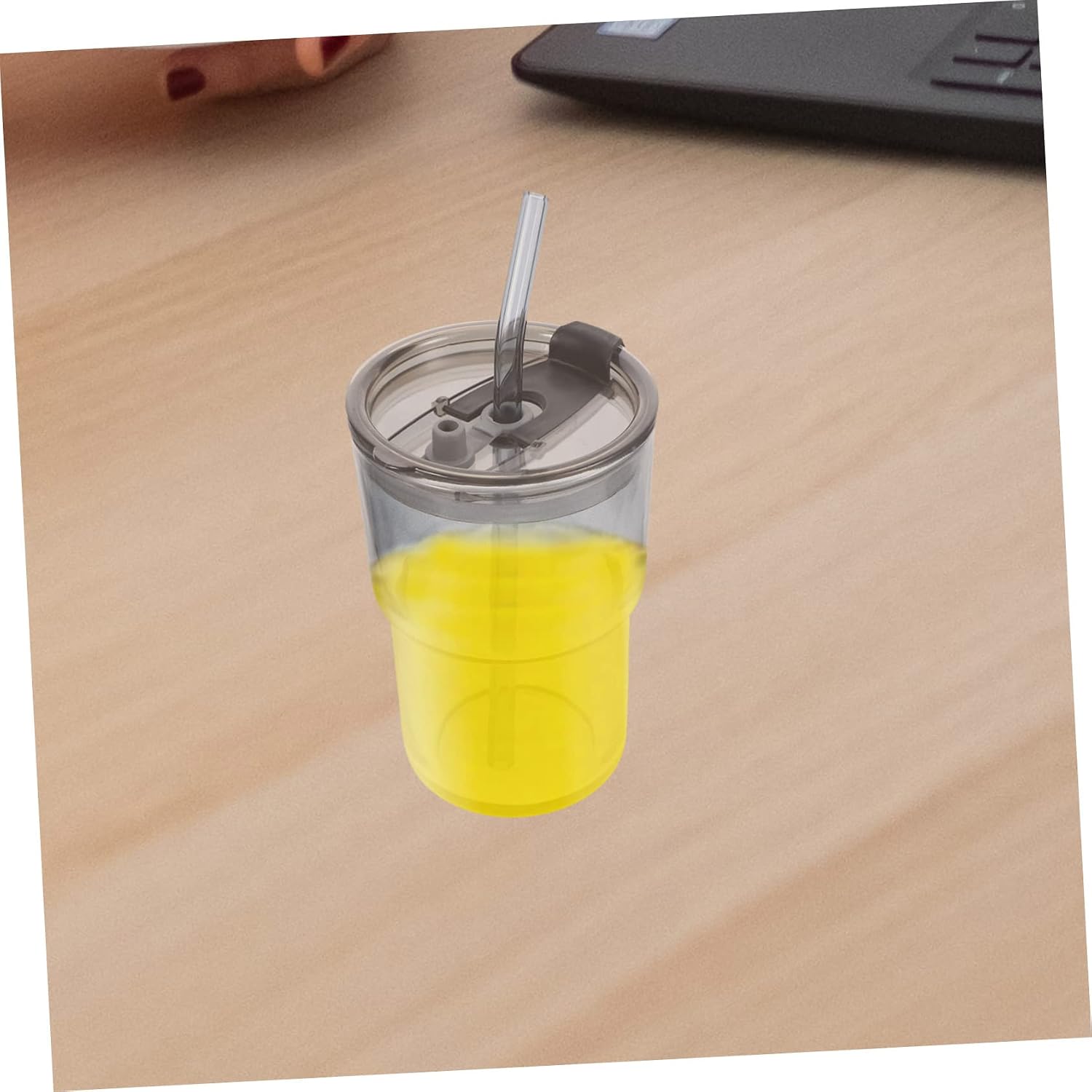 Glass Coffee Cup with Lid and Straw for Iced Drinks