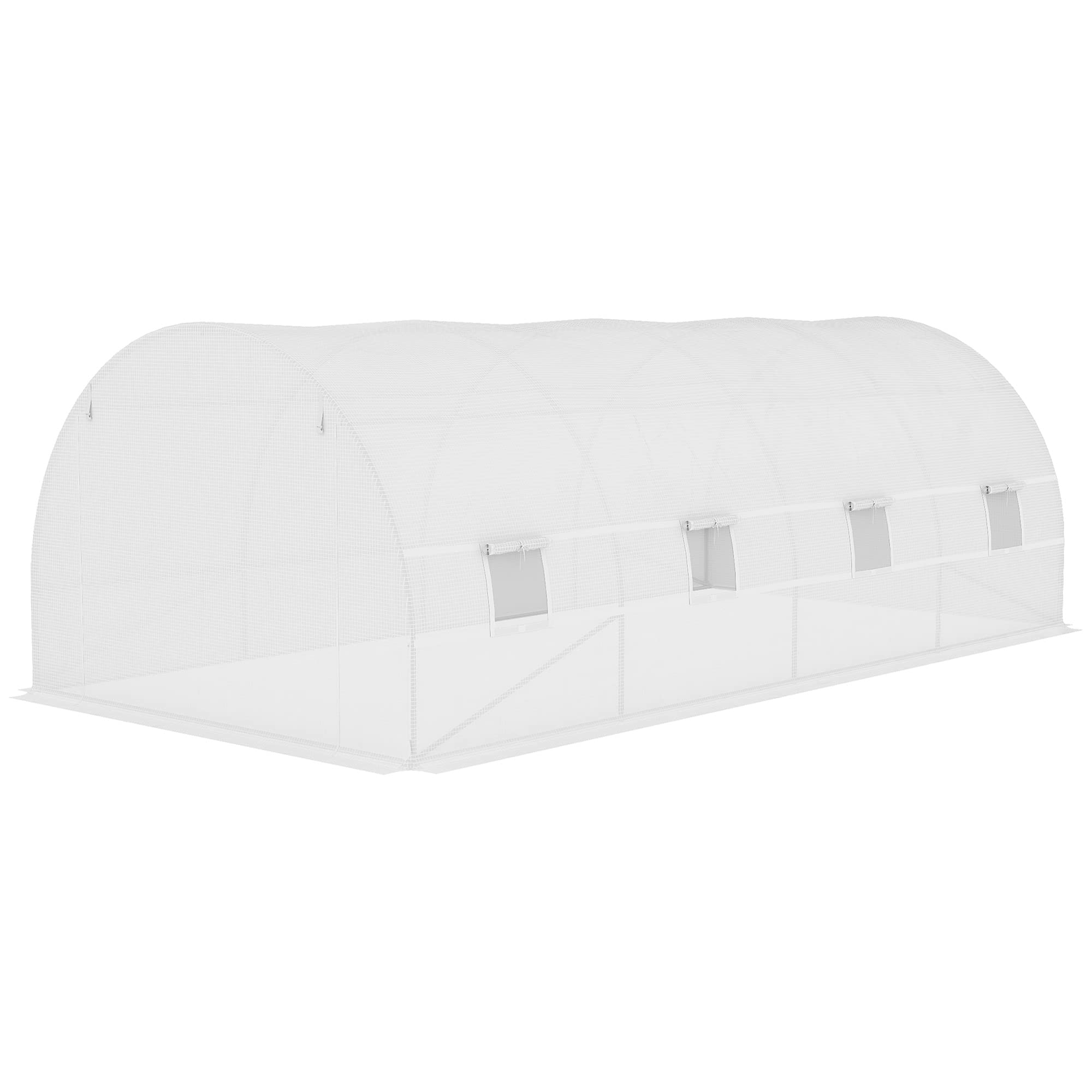 Outsunny - Lona de Repuesto para Invernadero, túnel de 18 m², Lona 6 x 3 x 2 m, PE Anti UV, Impermeable, 12 Ventanas + Puerta Enrollable con Cremallera, Color Blanco