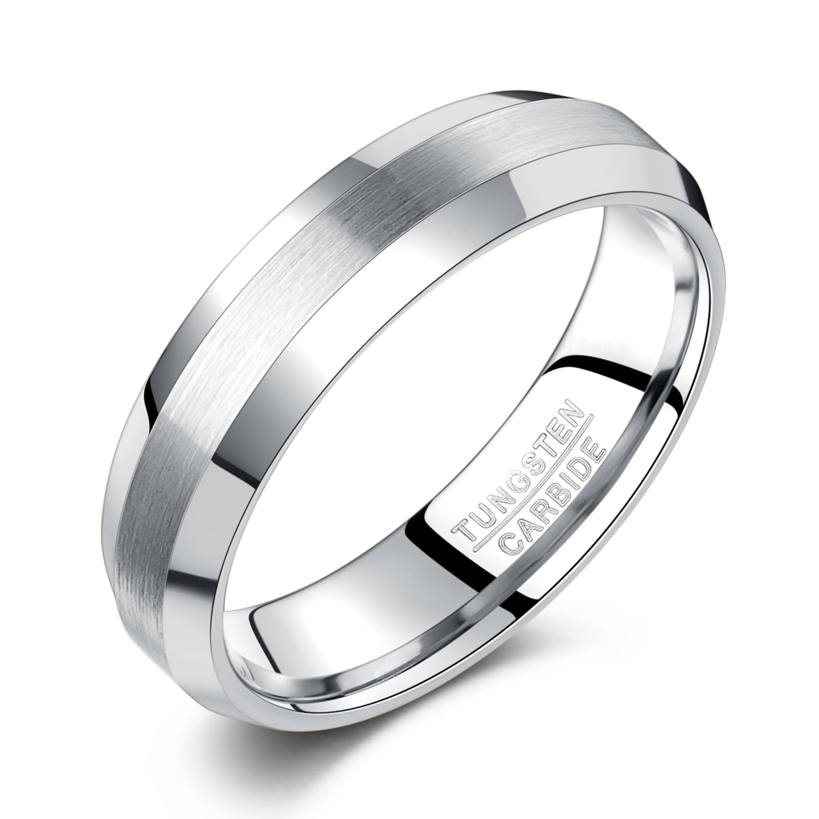 Men’s Tungsten Ring 6mm Beveled Edge – Black, Silver & Gold, Durable Tungsten Wedding Bands for Men