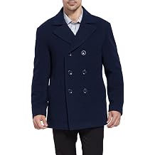 BGSD Men Mark Classic Wool Blend Double Breasted Walking Pea Coat Also available in Big and Tall and Short