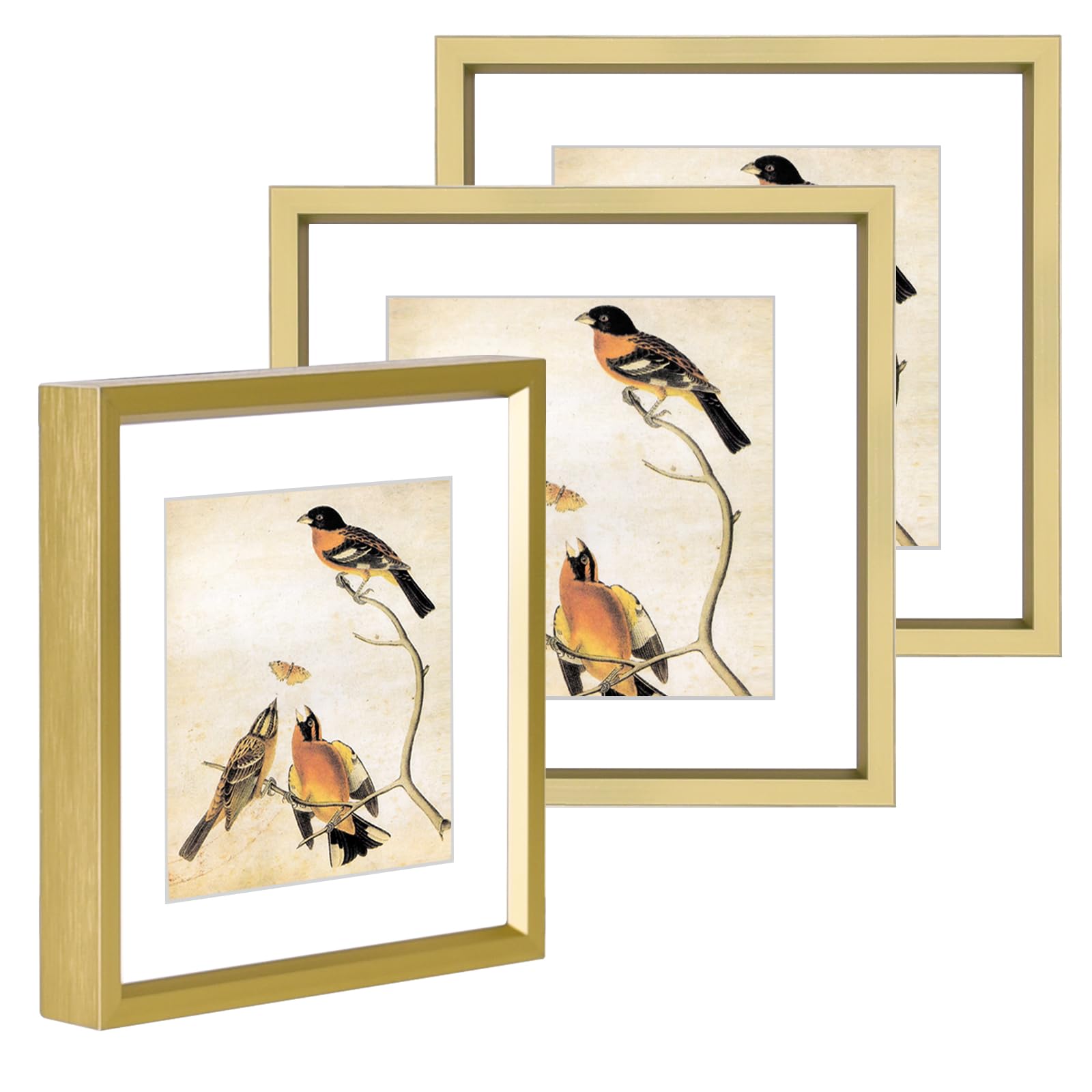 BKABOT 5x5 Brass Metal Picture Frame 3-Pack