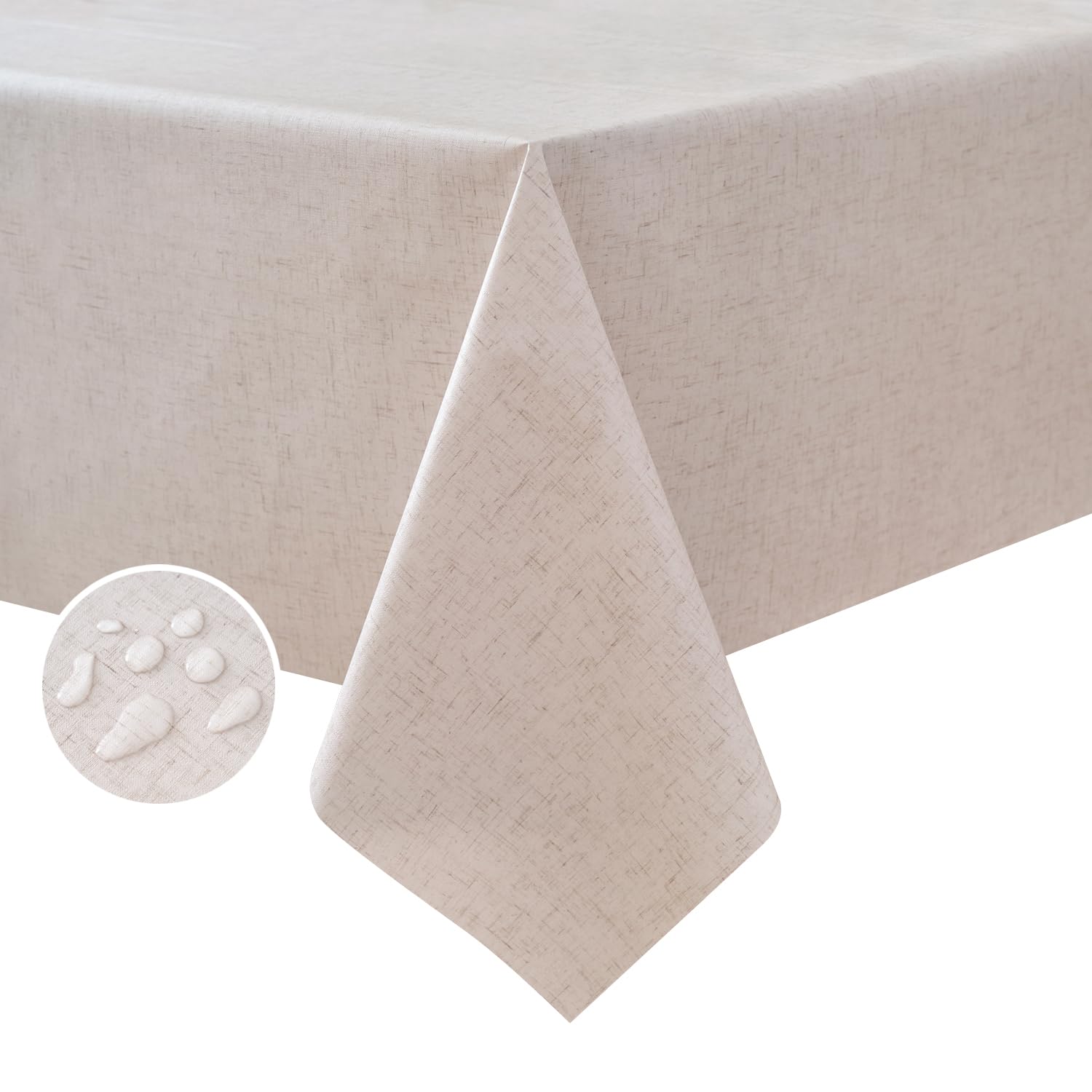 NLMUVW Square Vinyl Tablecloth 100% Waterproof Oil Proof Spill Proof PVC Table Cloth Wipe Clean Table Cover for Kitchen Dining Picnic, Natural, 48 x 48 inch โ image 1