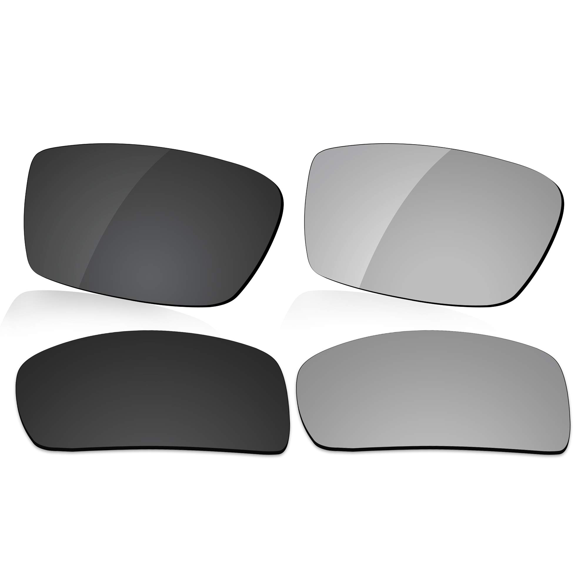 LenzReborn Polarized Lens Replacement for Oakley Gascan OO9014 Sunglass - Dark Black+Silver Grey
