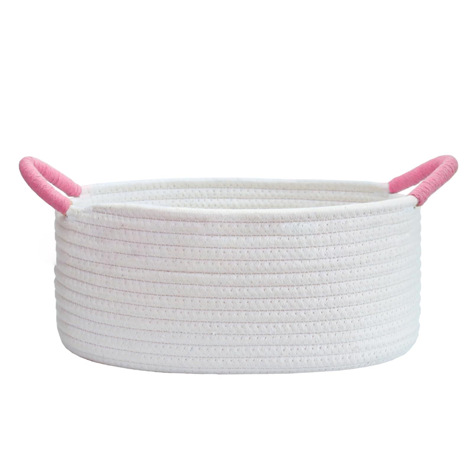 Xjdzineq Rope Woven Basket with Handle Practical Desktop Storage Box for Sundries Makeup Cosmetic Accessories Organiser Decorative Storage Basket