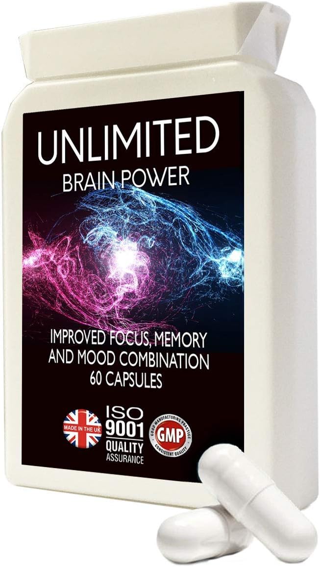 Nootropic Supplement Unlimited Brain Power- Advanced Formulation from Natural Science with L-Tyrosine, L-Theanine, Guarana, L-Taurine – Made in UK