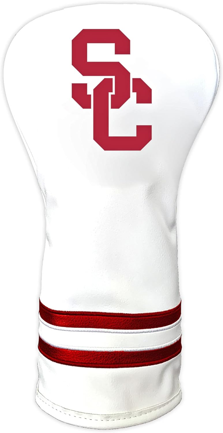 Team Golf NCAA White Vintage Driver Golf Club Headcover, Form Fitting Design, Retro Design