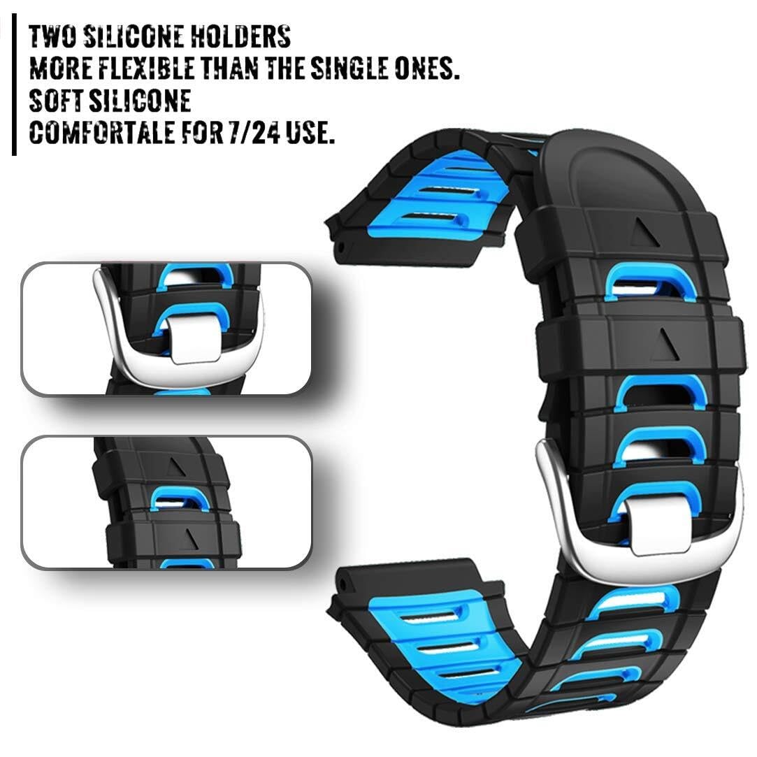 Kompatybilny z zegarkiem Garmin Forerunner 920XT, miękki, sportowy pasek do zegarka, zamiennik do smartwatcha Forerunner 920XT, czarny/niebieski