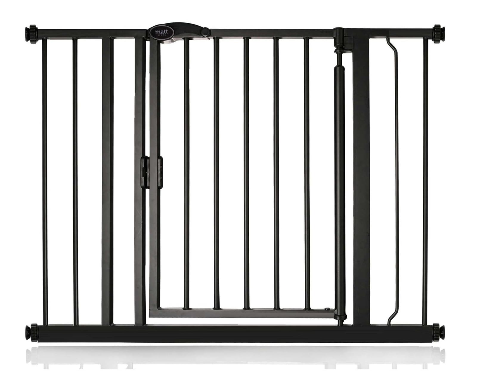 Safetots Puerta de Seguridad Autoajustable con Cierre Automático, Estrecha, 68,5cm - 75cm, Negra Mate, Puerta de bebé con cierre automático, Barrera de seguridad para niños pequeños — view 34