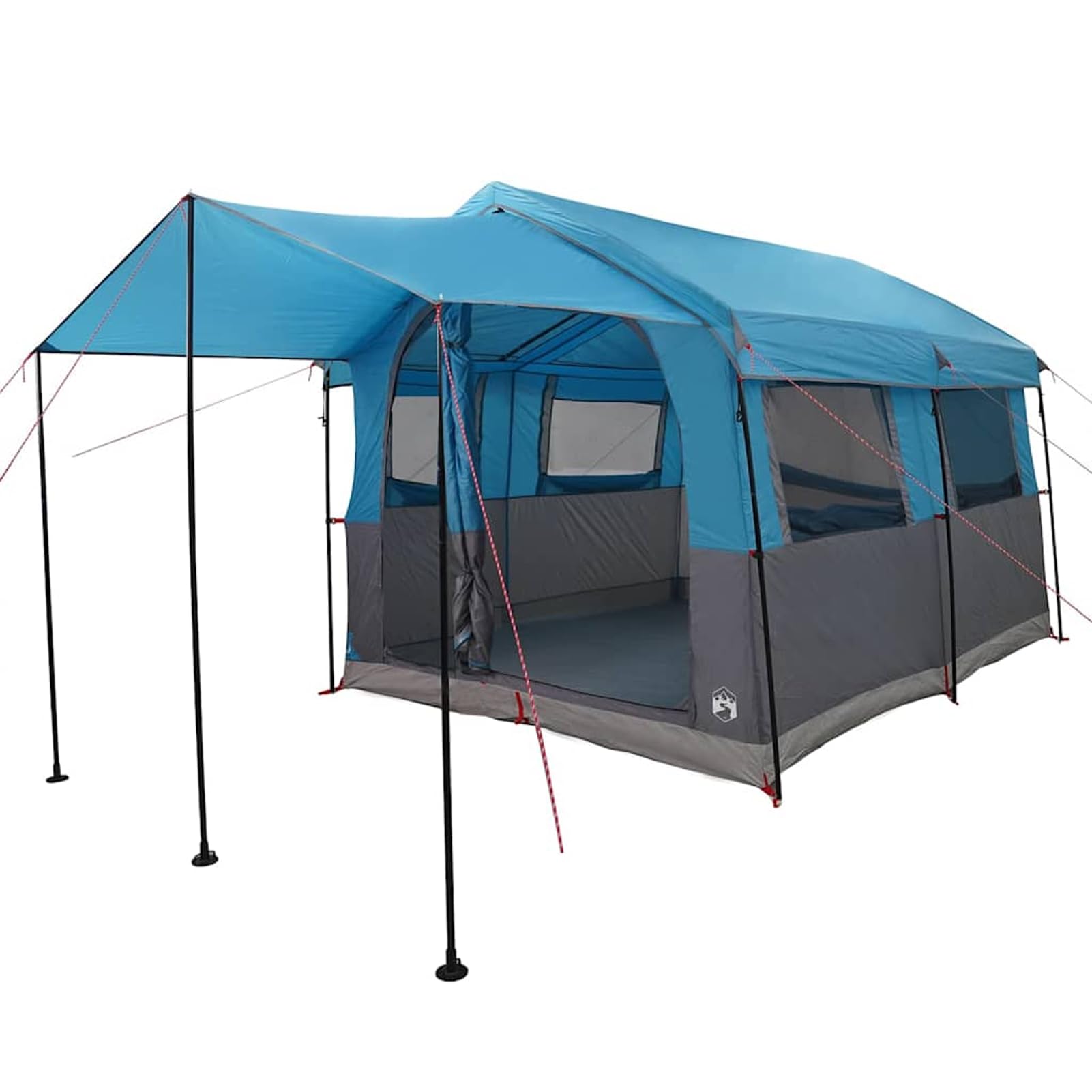 Gecheer Tenda da campeggio moderna, familiare con tetto blu e grigio 324x255x230 cm, in poliestere 185T impermeabile, per relax e attrezzatura outdoor