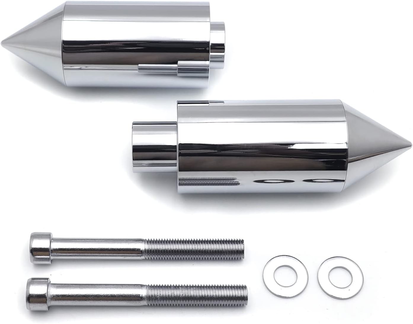 HTTMT- Chrome Spike Frame Sliders Crash Protectors Compatible With 2003-2004 Suzuki GSXR1000 GSX-R [P/N: MT290-005-CD]