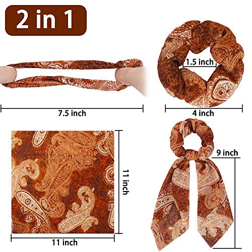 Habbi 10pcs Hair Scarf Hair Scrunchies，Satin Silk Women Hair Ties, Hair Scarf Ribbon Bow Elastic Hair Bands with Tails For Thick Hair, Ponytail Holder for Women Girls