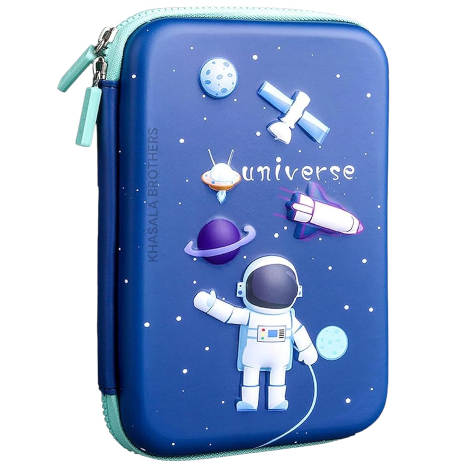 3D Space EVA Pencil Stationery Pouch Compartment Case for Kids Large Capacity Premium Stylish Stationery Box (Big Blue Pouch)-image-42