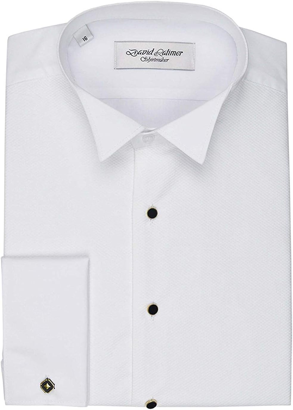 David Latimer Mens Marcella Front Wing Collar Dress Shirt in White