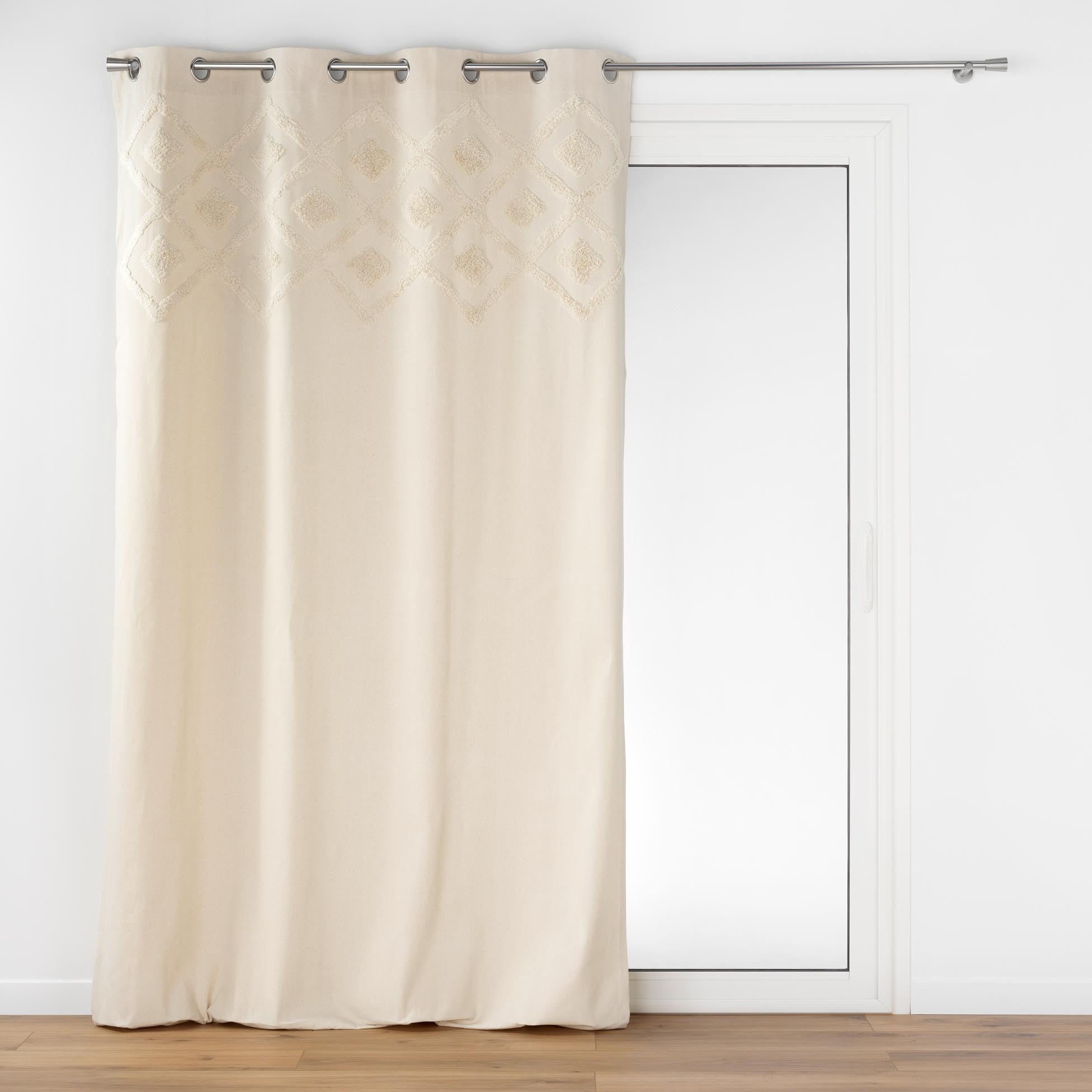 Rideau à oeillets coton polyester aspect lin pour chambre et salon