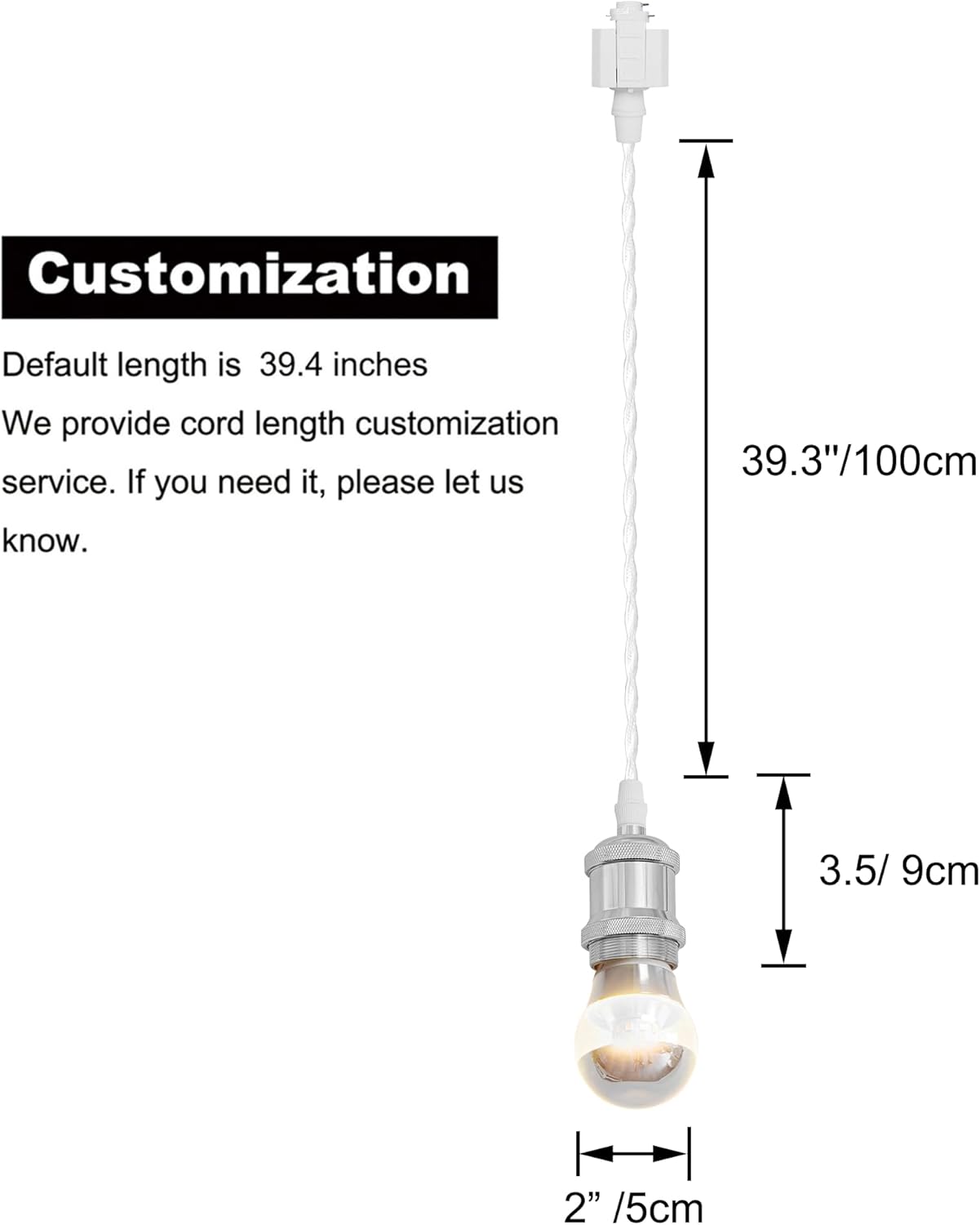 Kiven Anti Glare J-Type Track Lighting Pendants, 1-Light J Track Pendant Lights,Industrial J Track Light Pedant for Kitchen Restaurant Hallway, Chrome