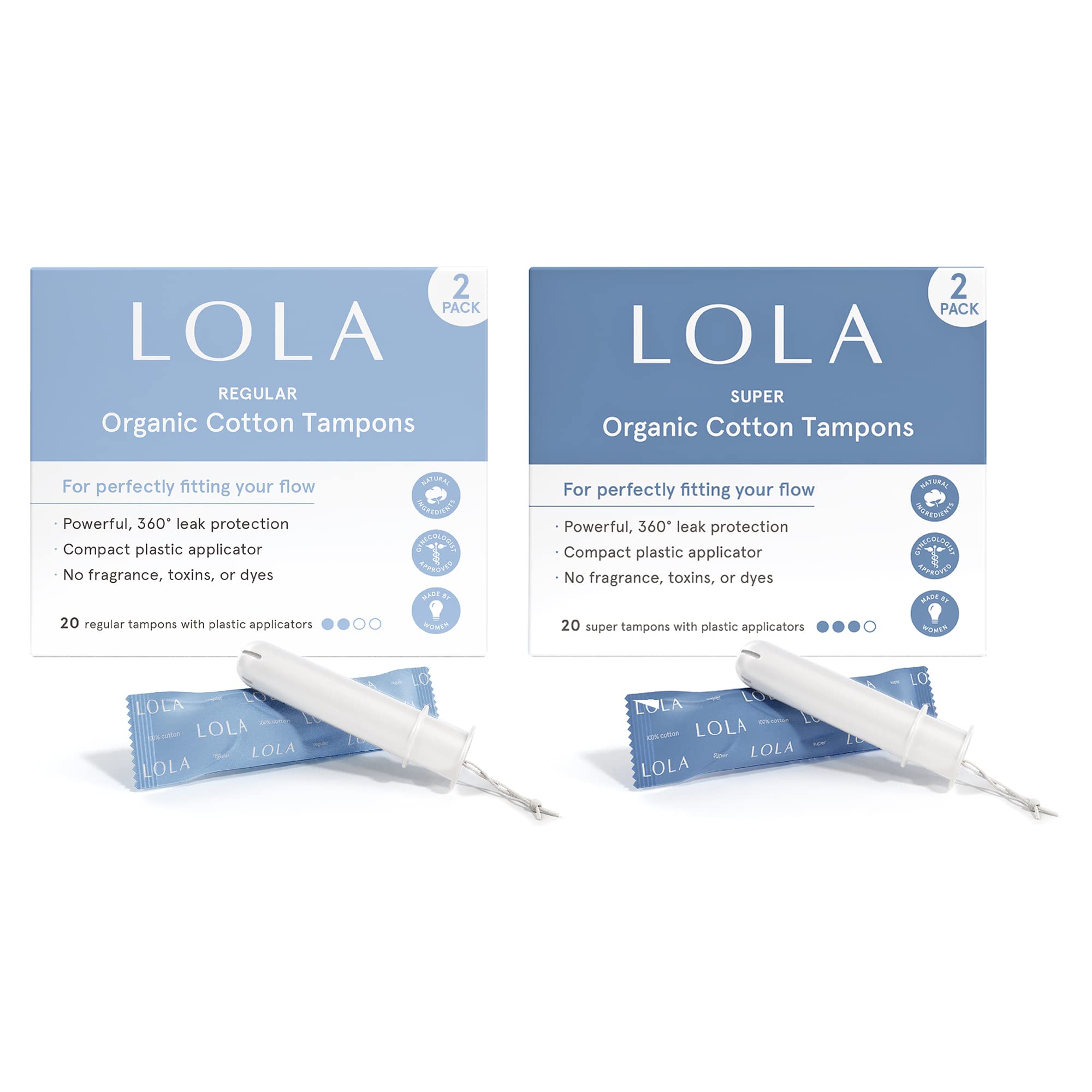 Buy LOLA Cotton Unscented Tampons, Regular/Super Absorbency, BPA Free