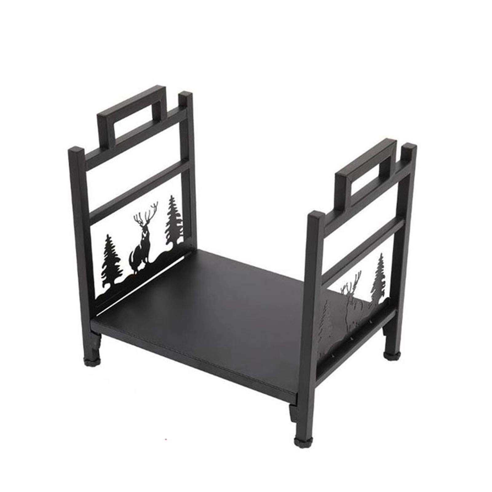 Buy Firewood rack Elk Black Stove Wrought Iron Logs Bin Fireplace Tools