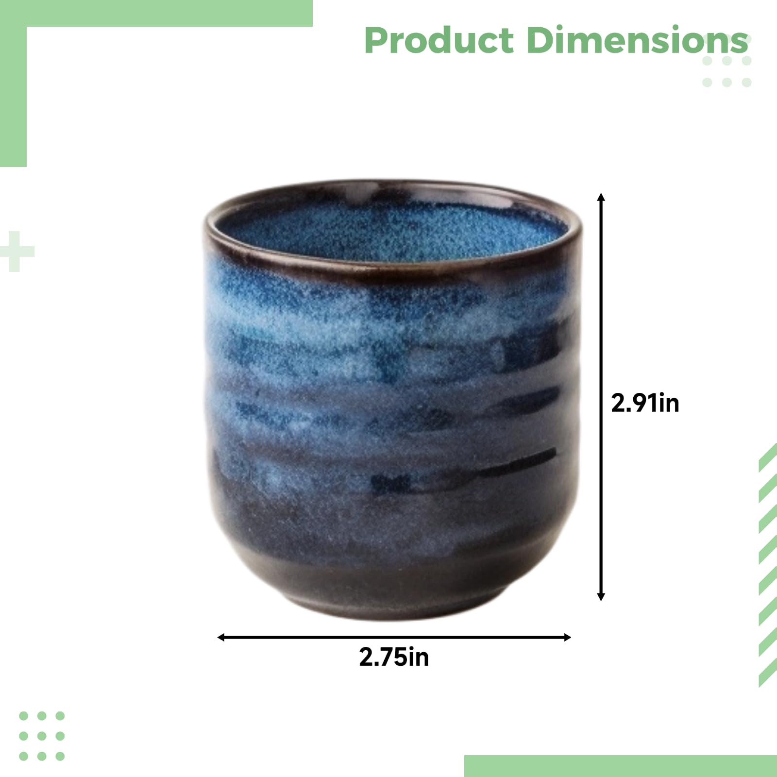 Juego de 4 tazas de té de porcelana japonesa, esmalte degradado de cerámica, resistente al calor, apto para lavavajillas, ideal para bebidas frías o calientes, uso doméstico y restaurante