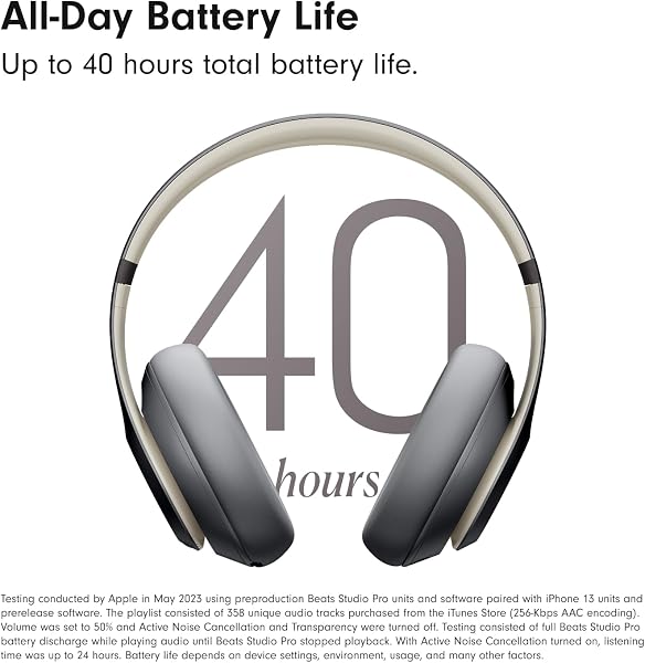 Beats Studio Pro Premium Wireless Over-Ear Headphones- Up to 40-Hour Battery Life, Active Noise Cancelling, Great for Travel & Commuting, Apple & Android Compatible - Exclusive Sand Gray - 5