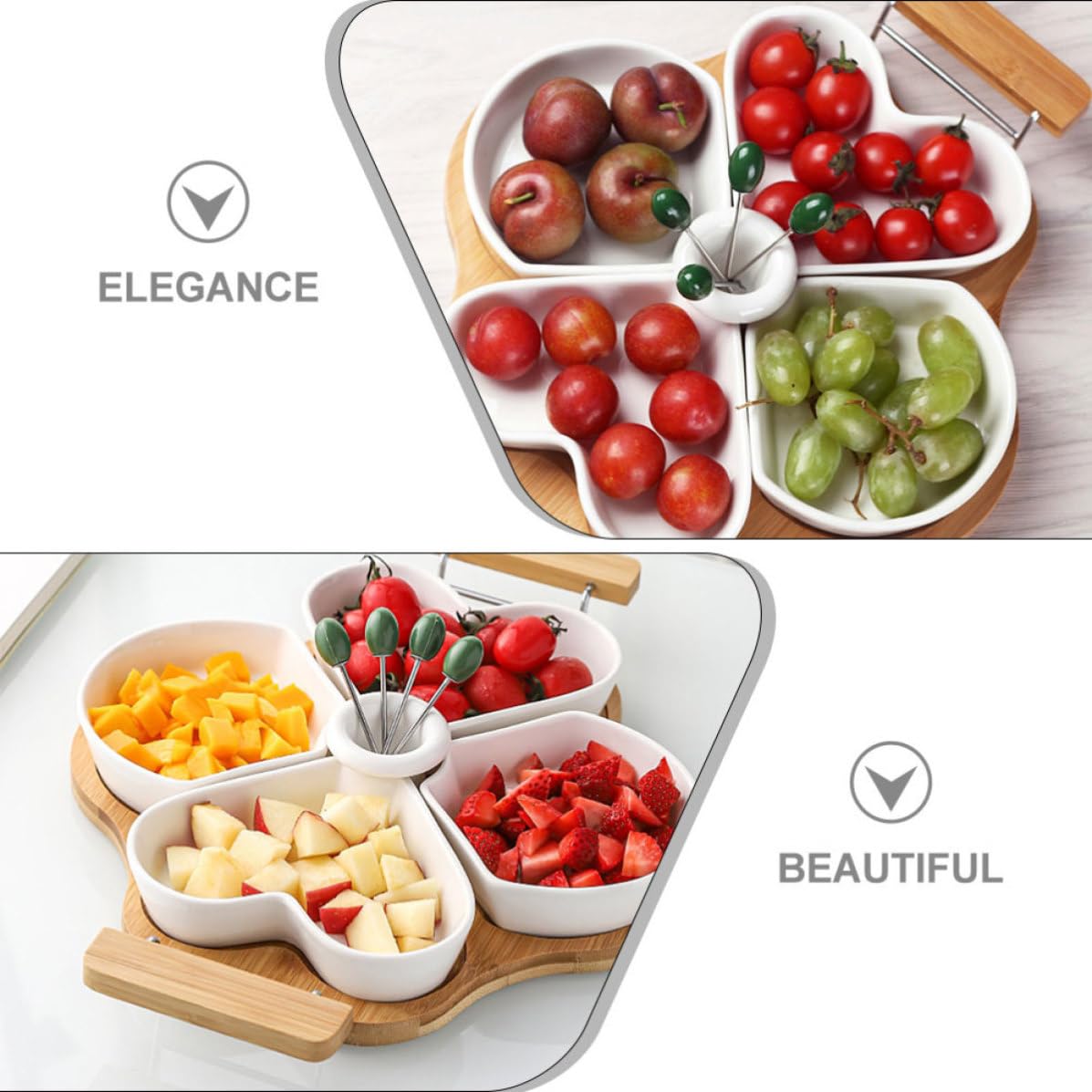 Plato de Frutas de Cerámica Compartimentos para Aperitivos