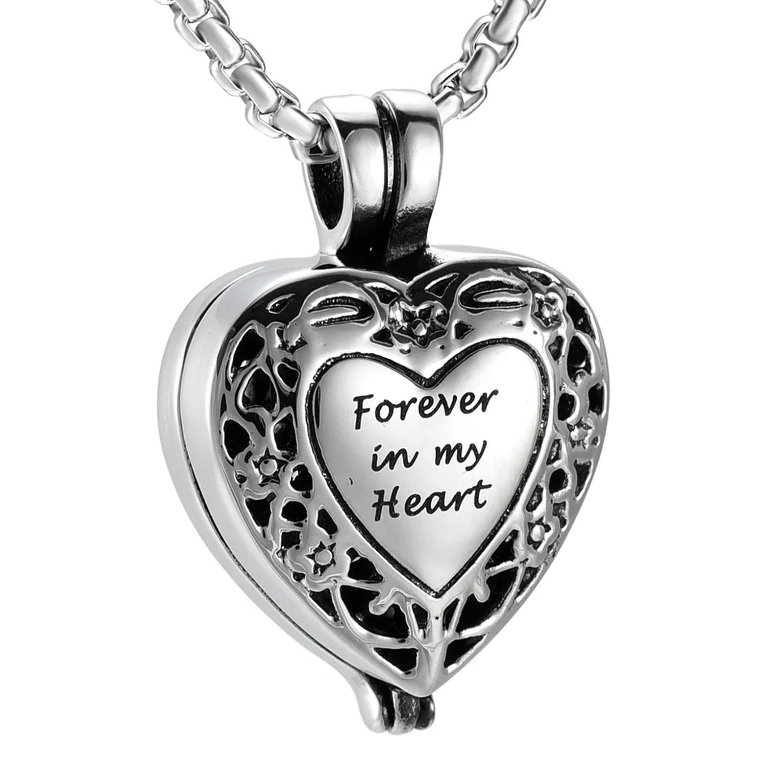 BIAIHQIE Cremation Jewelry Always in My Heart Memorial Urn Necklace for Ashes Perfume Locket Cremation Urns Keepsake Pendant-Necklace