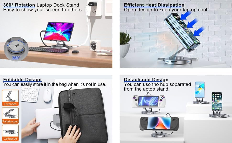 Image of Tobo Docking Station for Steam Deck ROG Ally - 10 in 1 Stream Deck Dock with HDMI 2.0 4K@60Hz, SD /TF, 3.5mm Audio, PD 100W, 3 USB-A 3.0 and Full Speed Charging USB-C Port Compatible Valve Steam Deck