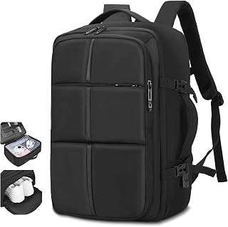 Travel Backpack Extra Large 40L Flight Approved Travel Backpack for Men Women Expandable Large Suitcase Backpacks With with USB Charging Port Water Resistant Luggage Daypack Black