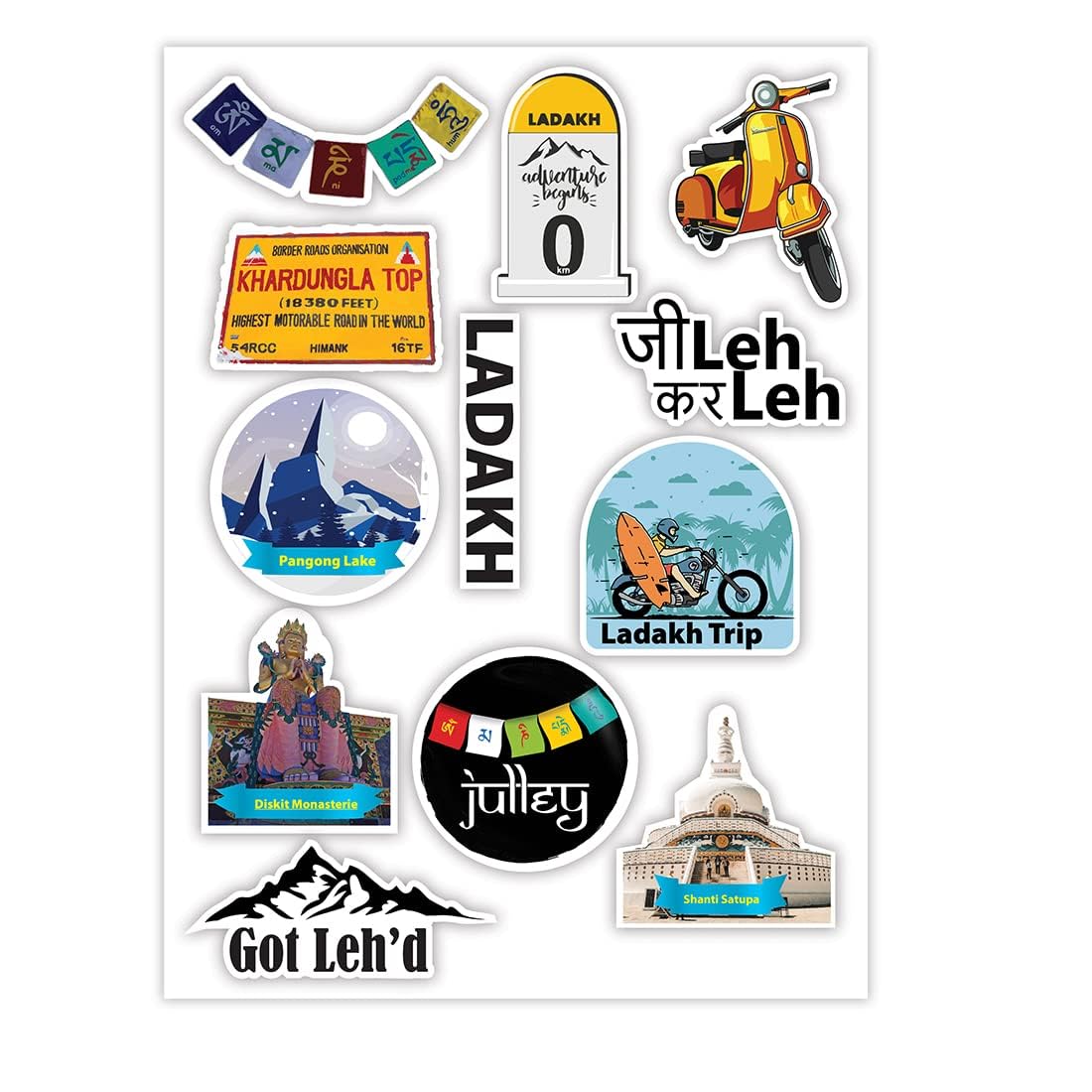 Titu Ki Baatein Ladakh Theme Vinyl Stickers - Multicolor Sticker Pack for Mobiles, Laptops, Electronic Gadgets, Cars, and Bikes (B0C7NZT7QS) Amazon Price History, Amazon Price Tracker
