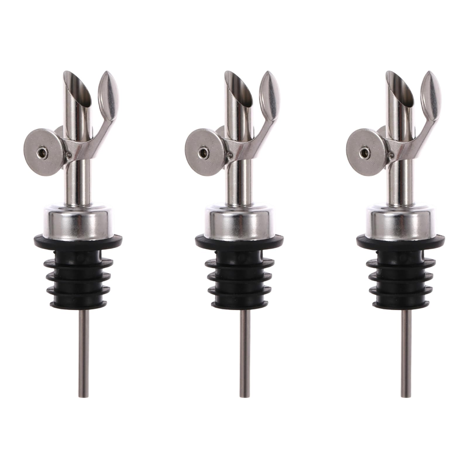 Temooues Stainless Steel Colo 3Pcs Auto Closing Nonrust Steel Oil Bottles Pour Spouts Drip Proof Liquor Dispenser For Kitchens Pubs Generic Fit Leak Proof Oil Dispenser