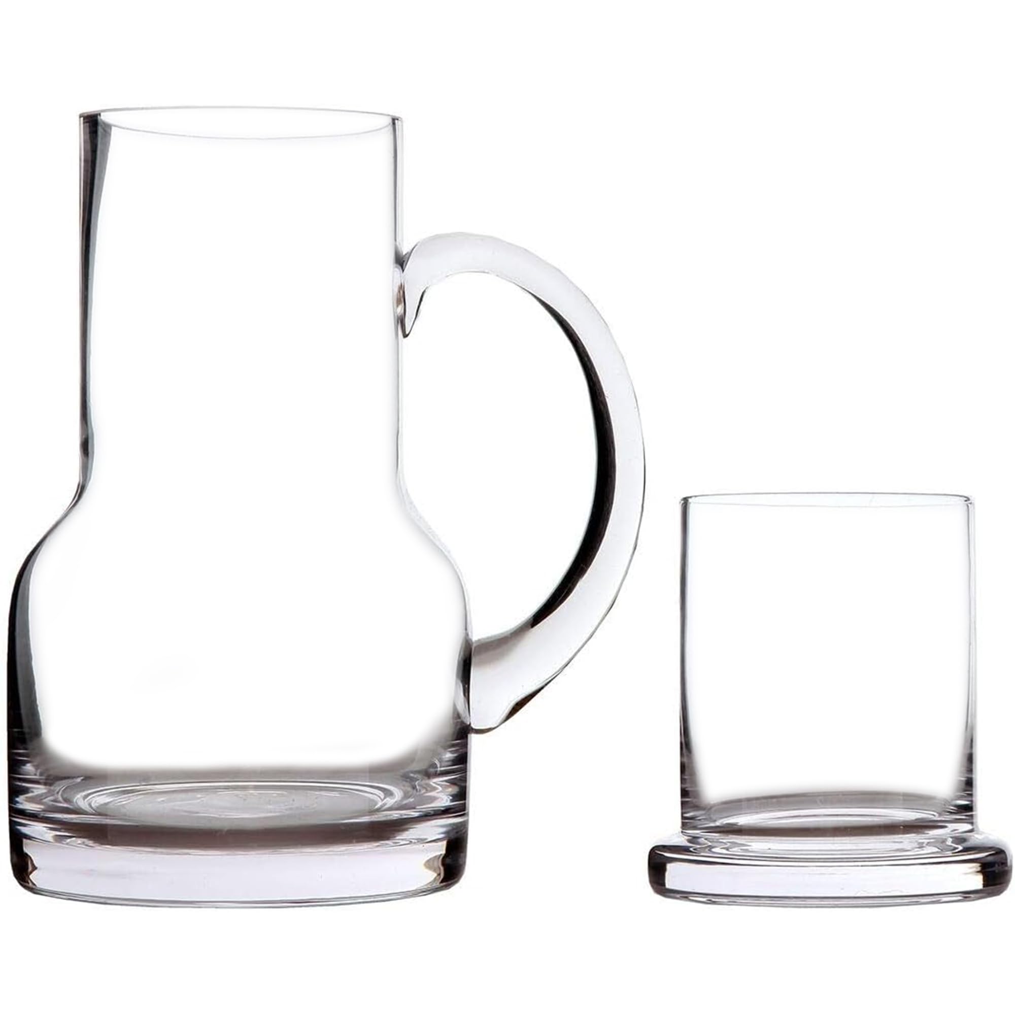 Lily's Home Nocna karafka na wodę z kubkiem szklanym i uchwytem, do sypialni łazienki lub kuchni, użyj kubka jako pokrywki, bezołowiowego szkła (40 ml)