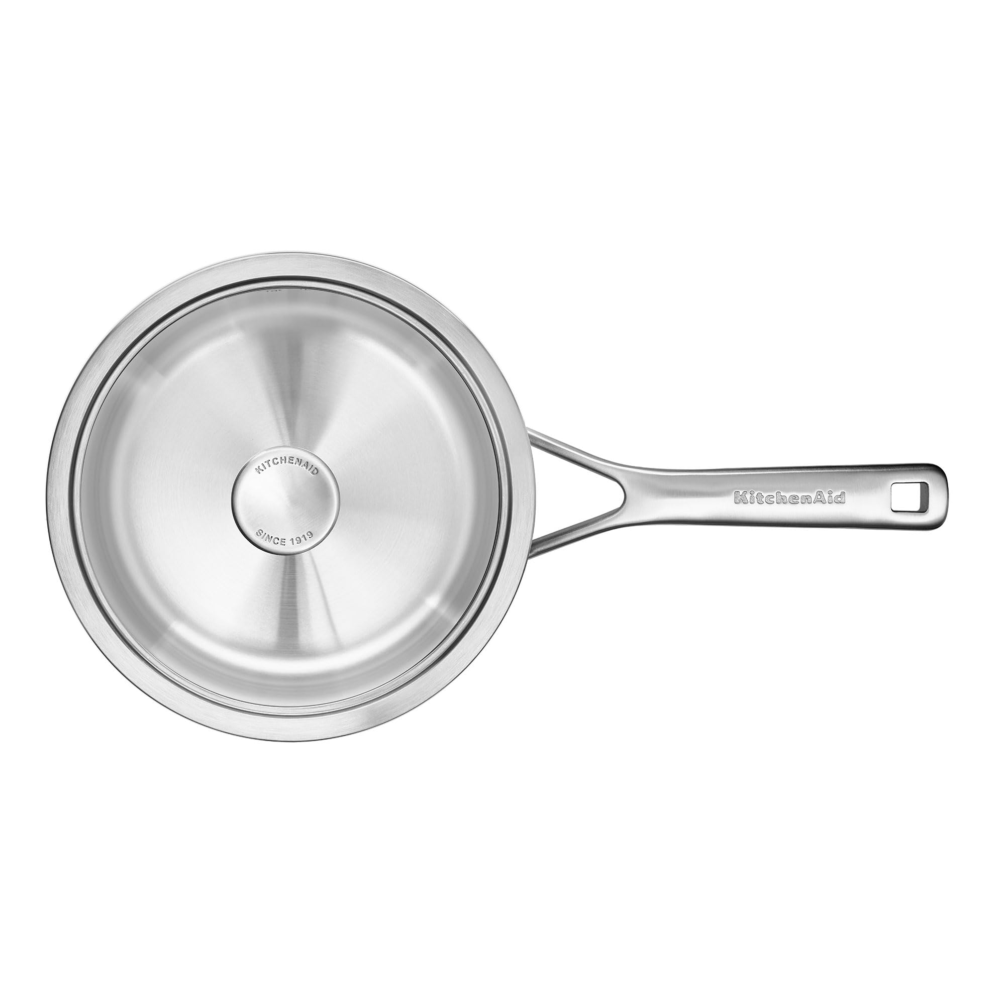 KitchenAid MultiPly 3PLY Cocotte en Acier Inoxydable Sans PFAS avec Couvercle en Verre, 20 cm/3,11 L,Triply, Multiclad, Induction, Va au four jusqu'à 220°C, Lave-Vaisselle, Argent