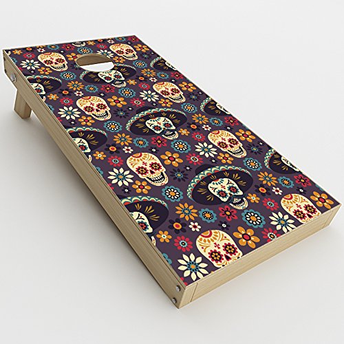 Skin Decal Vinyl Wrap for Cornhole Game Board Bag Toss (2xpcs.) Skins Stickers Cover/Sugar Skulls Sombrero Day of The Dead