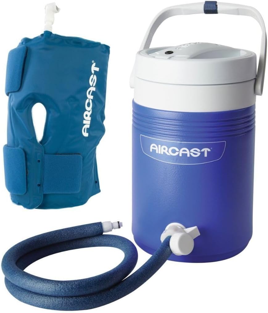 Aircast Cryo/Cuff Cold Therapy: Knee Cryo/Cuff with Non-Motorized (Gravity-Fed) Cooler, Medium
