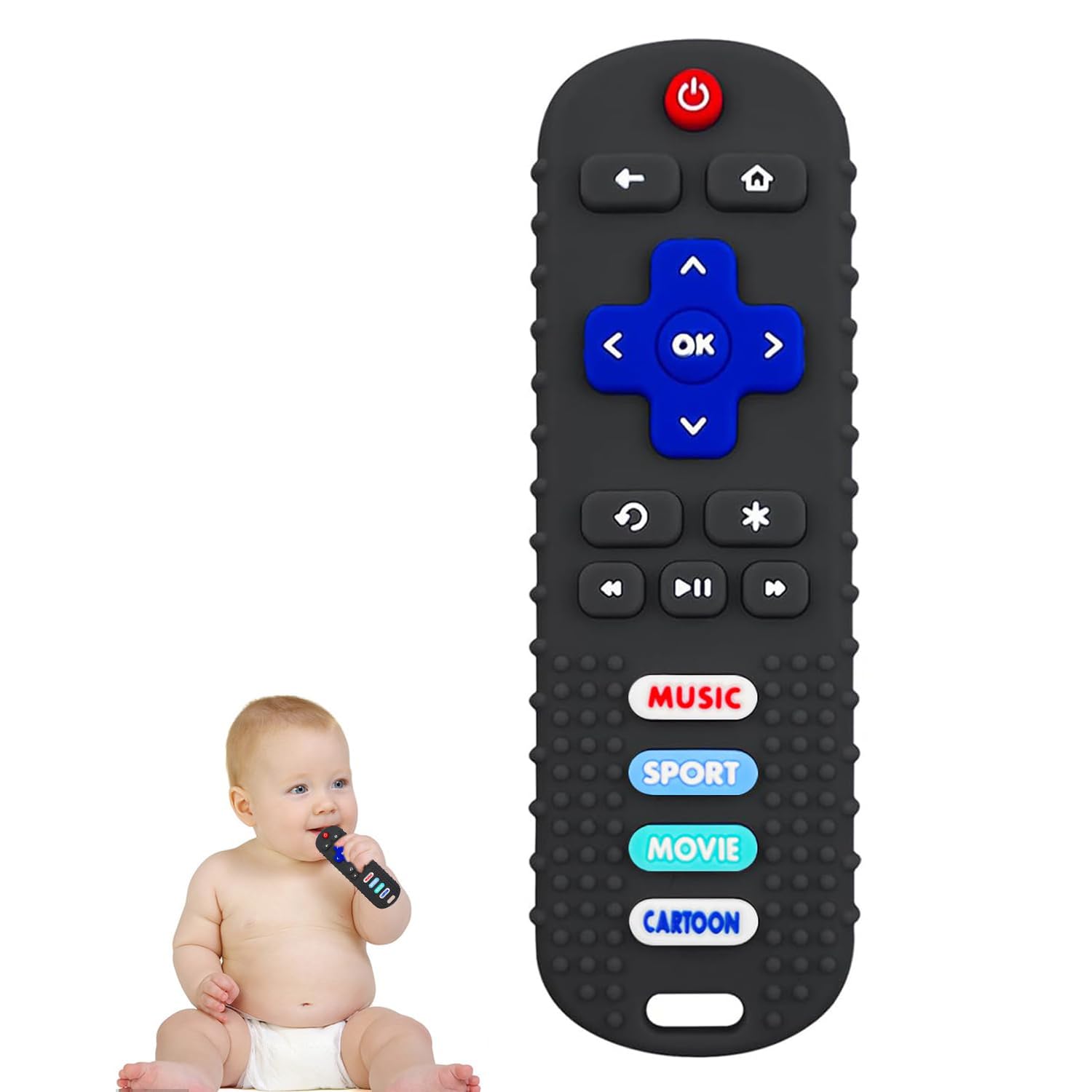 Baby Teether Toys - TV Remote Control Shape Silicone Toddler Teething Toys for Babies 6-12 Months